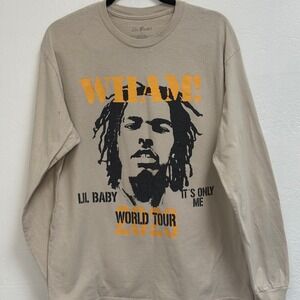 Lil‎ Baby Wham It's Only Me World Tour 2023 Long Sleeve Shirt Tan Mens Large